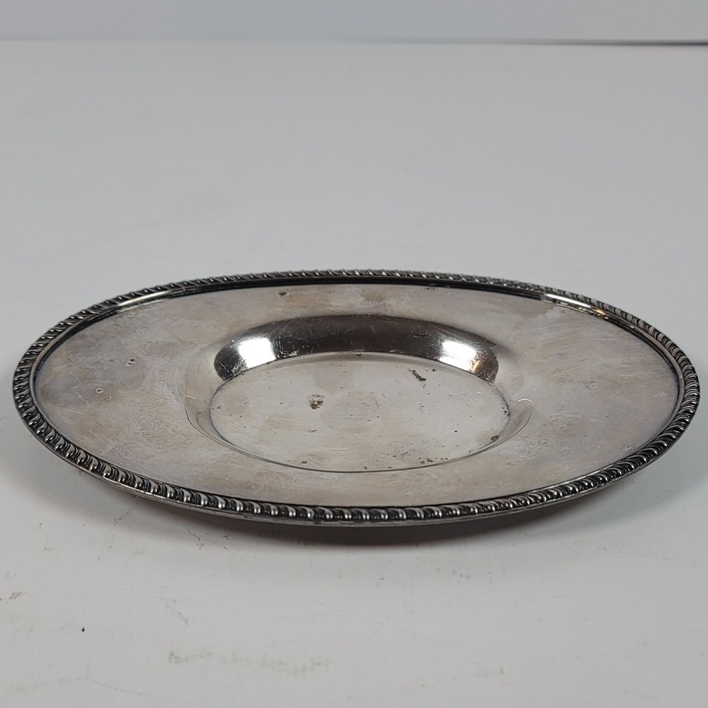 Poole Silver Co EPNS 1014 Oval Tray Rope Edge Silver Plate Taunton Mass 8.25in